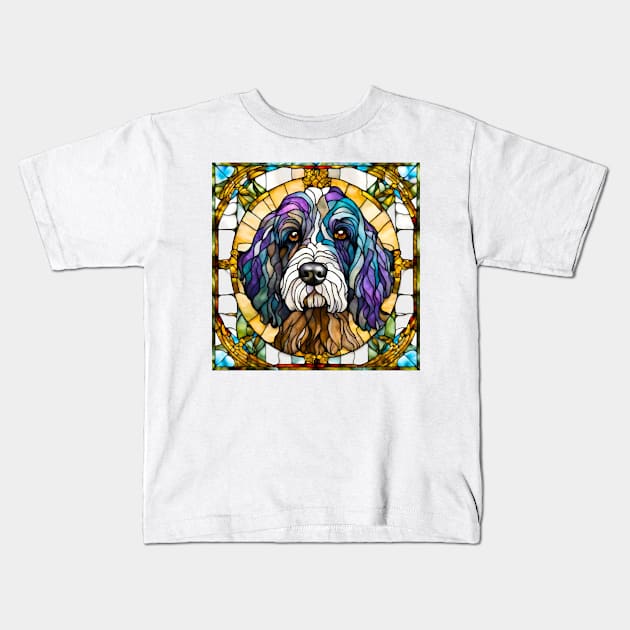 Stained Glass Portuguese Water Dog Kids T-Shirt by Doodle and Things